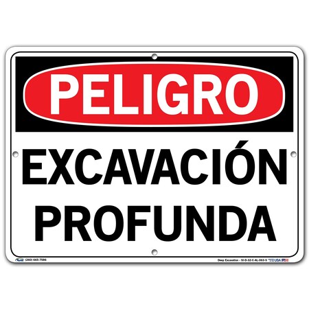 Vestil Aluminum Sign, 10-1/2" Height, 14-1/2" Width, Aluminum, Rectangle, Spanish SI-D-32-C-AL-063-S